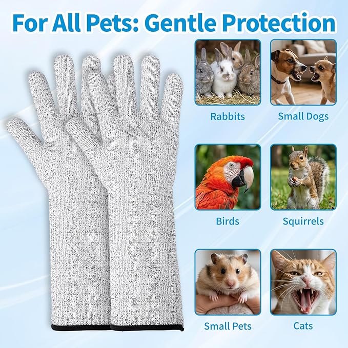 Pet Handling Gloves - 16" Extra Long Cat Grooming Arm Sleeves, Anti-Scratch Arm Protection Sleeves for Handling Aggressive Cats, Scratch Resistant Gloves for Nail Trimming & Bathing