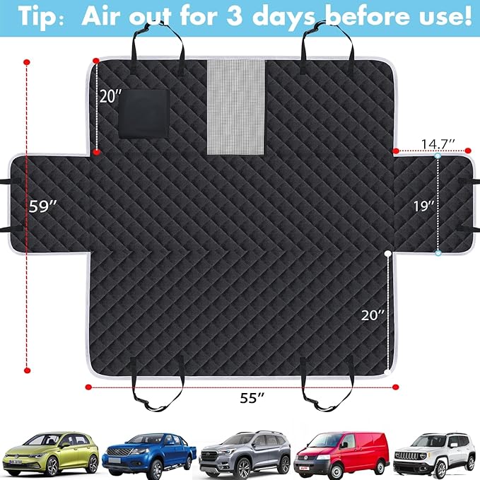 Meolsaek Dog Car Seat Cover for Back Seat, Non-Slip Backseat Cover for Dogs in Car, with Mesh Window Scratch Proof Waterproof Back Seat Protector for Trucks SUVs Most Cars (Black)
