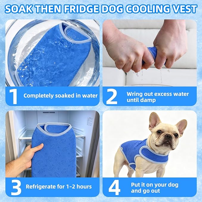 PUPTECK Dog Cooling Vest, Breathable Mesh PVA Dog Shirt, Lightweight Soft Instant Chill Sleeveless Pet Clothes, Adjustable Cooler Jacket Puppy Outfit for Hot Summer Outdoor, Blue Bear M
