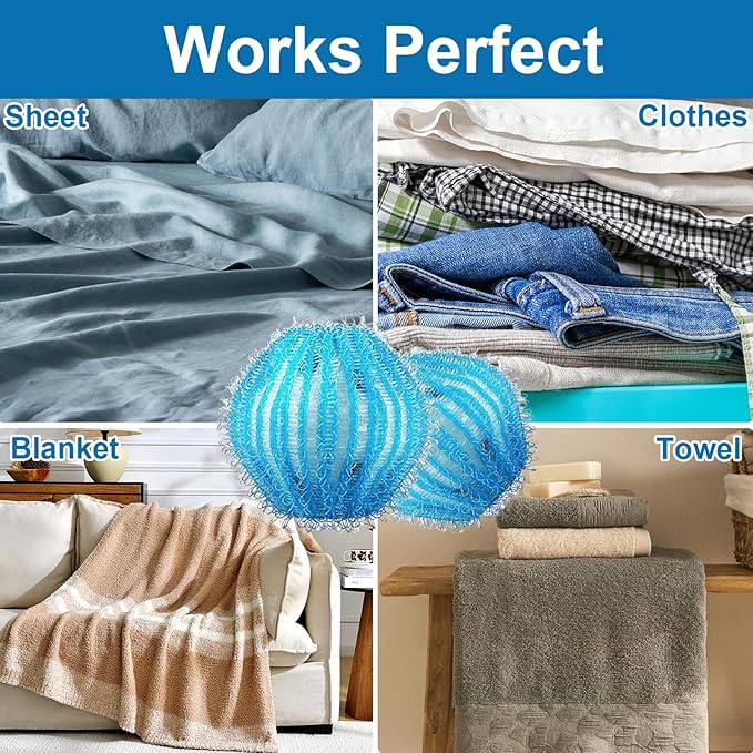 12Pcs Pet Hair Remover for Laundry - 2 inch Large Ball Lint Traps for Washing/Dryer Machine,Effective Cat Dog Laundry Pet Hair Catcher for Clothes,Sheets,Towels,Not Damage Fabric