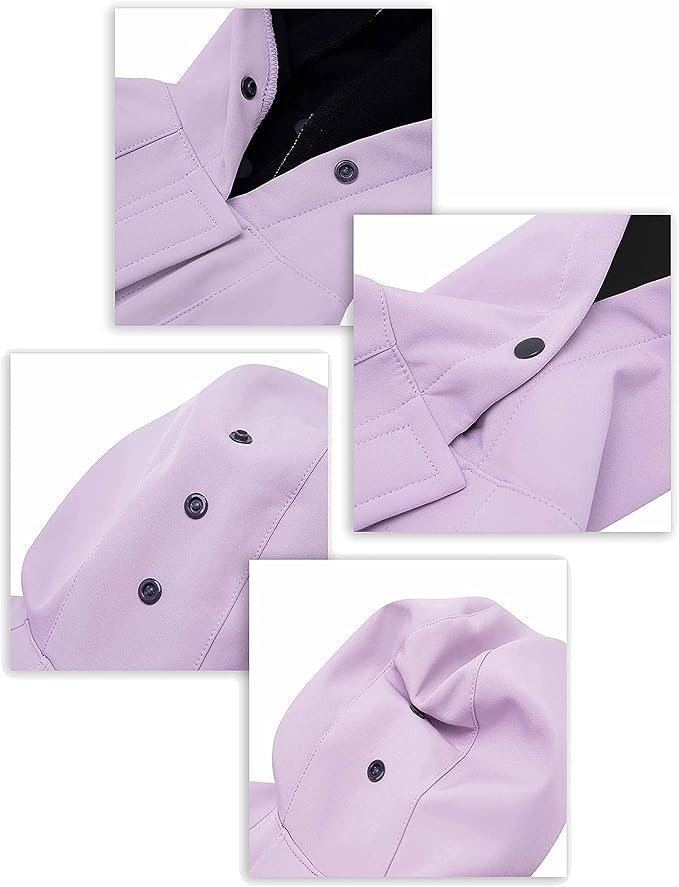 Blueberry Pet 2023 New 26" Waterproof Dog Softshell Jacket, Hooded Raincoat and Windbreaker with Leash & Harness Hole, Lilac, Outdoor Rain Gear for Dogs