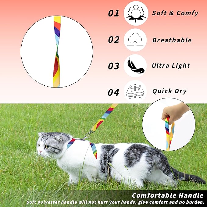 Seyezo Cat Harness and Leash Set, Adjustable Kitten Harness Escape Proof Cats Harness, Soft Lightweight Walking Travel Pet Harness, Cute Kitty Harness Leash Set for Small Medium Cats, Yellowstone Park