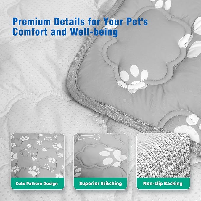 Prisay Cooling Mat for Dogs, Cooling Cat Mat for Indoor & Outdoor, Q-Max>0.5, Machine Washable Non-Toxic Portable Pet Cooling Pad for Puppy, Kennel, Crate, Car - S(18" x 24") - Grey