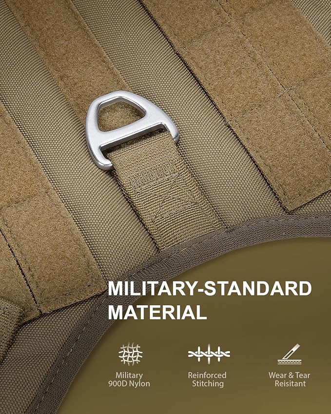 FAYOGOO Tactical Dog Harness for Large Dogs - Heavy Duty Dog Harness Escape Proof with Handle - No Pull Military Service Dog Vest with Removable Patches for Walking,Training,Hiking