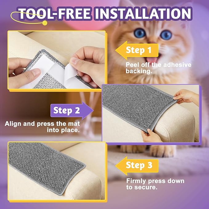 ENONCI Wall Corner Cat Scratcher | Cat Scratcher Wall Mounted with Faux Sisal & Carpet Pad, 23.6x11.8 Inch Furniture Protector for Indoor Cats to Protect Couches & Walls