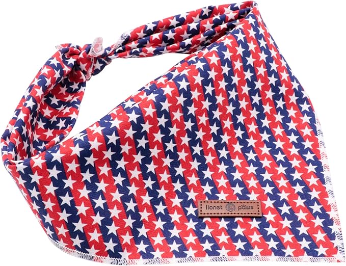 Lionet Paws Dog Bandana,4th of July Fabric Dogs Kerchief for Medium Large Dogs,Dog Cotton Triangle Bibs Scarf for Girl Boy