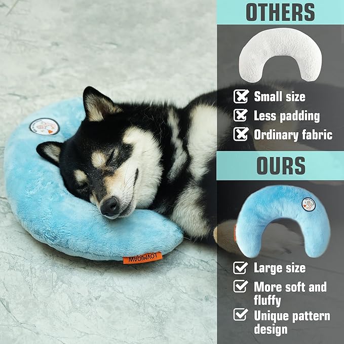 Cat Pillow, Dog Pillow, Claming Pillows for Small Dogs and Cats, Joint Relief Sleeping Improve Pet Neck Pillow， Deep Sleep Fluffy & Cozy Pet Calming Toy，Machine Washable(2 Pack(Blue&White))