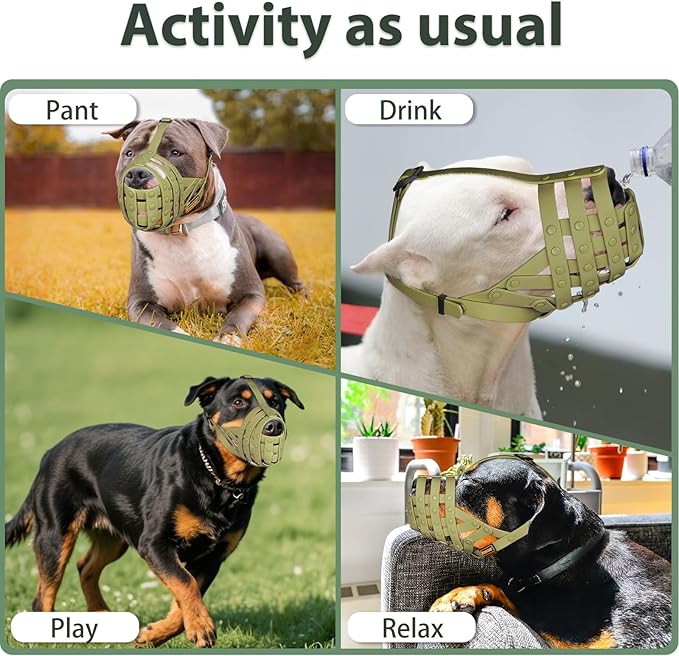 Mayerzon Pitbull Muzzle for Large Medium Sized Dogs to Prevent Biting Scavenging, Basket Muzzle for Rottweiler Staffordshire Terrier in Grooming Training, Allow to Pant Drink, Lightweight and Sturdy