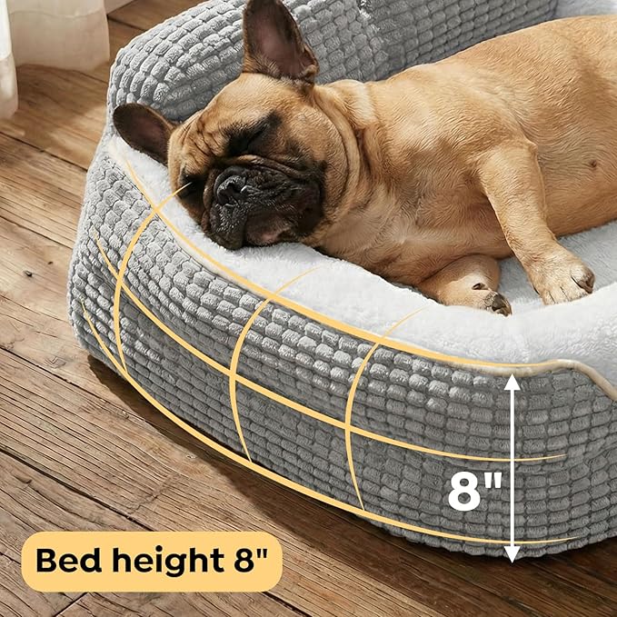 Veehoo Cute Dog Bed for Medium Dogs, Orthopedic Egg-Crate Foam Dog Bed with Sides, Removable Washable Cover & Waterproof Lining, Comfortable Pet Couch Pet Sofa Grey, 36"