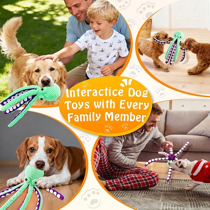 Fuufome Squeaky Plush Dog Toys, Soft Fabric Toys for Puppy, Small and Medium Dogs, Interactive Daily Companionship Training Reward Birthday Gift