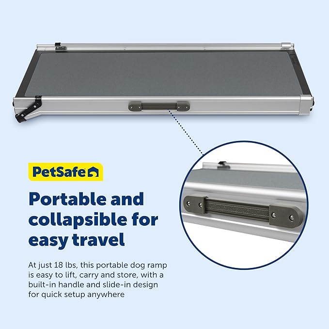 PetSafe Happy Ride Extra Long Telescoping Dog Ramp, Portable Pet Ramp for Cars, Trucks & SUVs with Adjustable Sizing