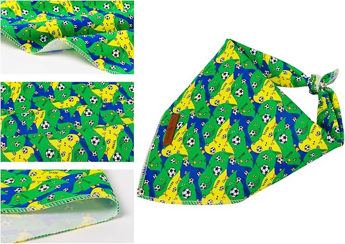 Lionet Paws Summer Football Dog Bandana Washable Cotton Handkerchief Scarf Triangle FIFA Club World Cup Bandana for Medium Large Dogs Girl Boy