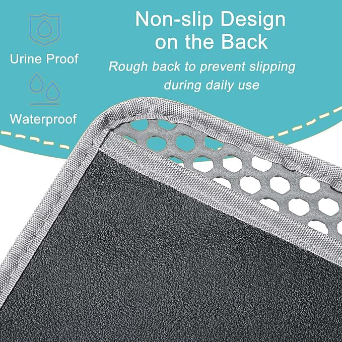 Cat Mat for Litter Box, XXL 47x36 inch Litter Trapping Mat, Double Layer Litter Matt for Cats, Non-Slip Waterproof Multi-Cat, Mengbu(Gray)