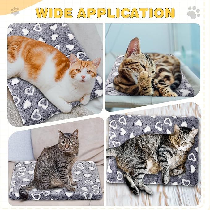 VitalCozy 3 Pcs Waterproof Reversible Dog Crate Pad Warm and Cool Dog Cats Bed Mat for Crates Sleeping Mat Cozy Heart Pattern Pet Bed for Puppy Cat Puppy Kitten Cushion Carrier, Grey(18"x14"x1.6")