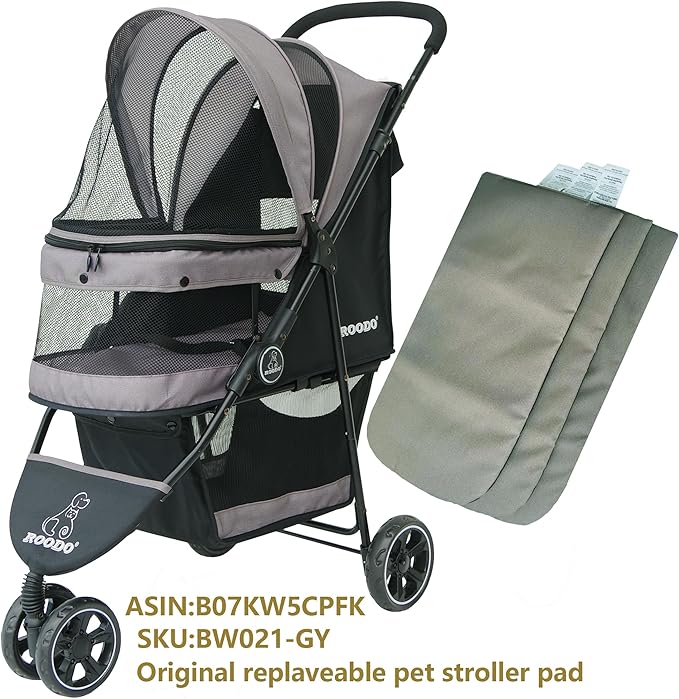 ROODO Pet Stroller Mat,Dog Stroller Cushion,Inner Pad for Exclusive Use,Original,Replaceable,Easy to Clean,Set of 3 pc(Gray)