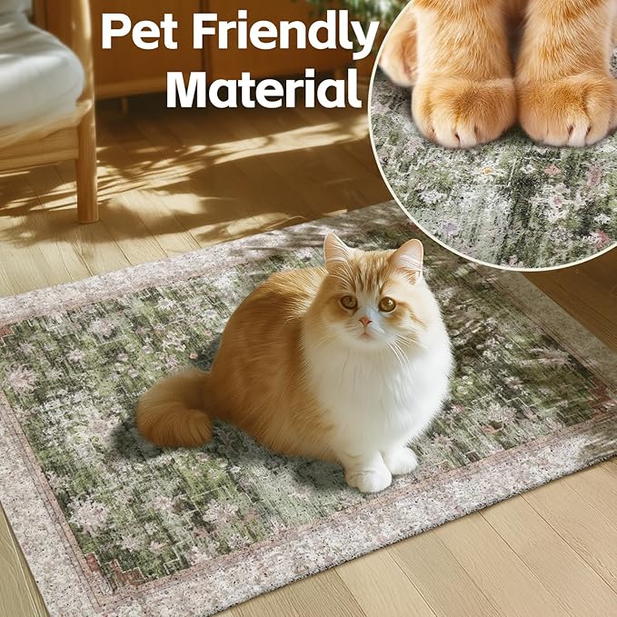 Cat Litter Mat Litter Trapping Mat, 40"x30" Waterproof Urine Proof Litter Box Mat Catcher Mat Non-Slip Washable for Kitty Kitten, Green