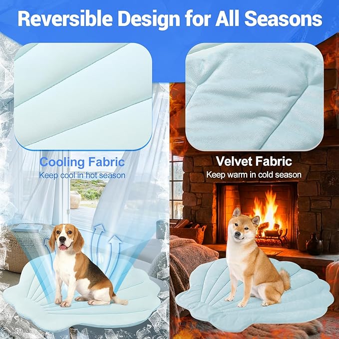Dog Cooling Mat, 40'' × 40'' Large, Q-Max>0.4 Self-Cooling Mat for Dog, (Cool & Warm) Double-Sided Pet Cool Pads for Summer, Crate, Kennel, Machine Washable,Cat Cool Bed,Non-Gel, Sky Blue