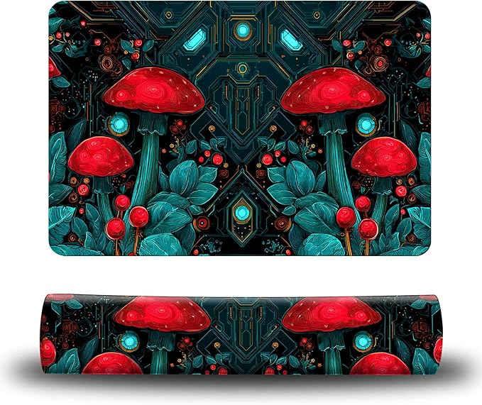 Dog Food Mat, 15.7" x 23.6" Absorbent Pet Feeding Mat for Food and Water, Waterproof Diatom Mud Pet Placemat with Non-Slip Rubber Backing, Cat Bowl Mat for Floors - Red Mushroom Machinery