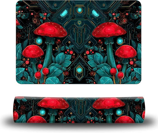 Dog Food Mat, 15.7" x 23.6" Absorbent Pet Feeding Mat for Food and Water, Waterproof Diatom Mud Pet Placemat with Non-Slip Rubber Backing, Cat Bowl Mat for Floors - Red Mushroom Machinery