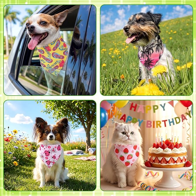 Youyole 120 Pcs Dog Bandana Bulks Fruits Dog Bandanas Summer Pet Scarf Soft Cat Triangle Scarfs Pet Bandana Flamingo Bibs for Small and Medium Breed Costume Accessories Decor