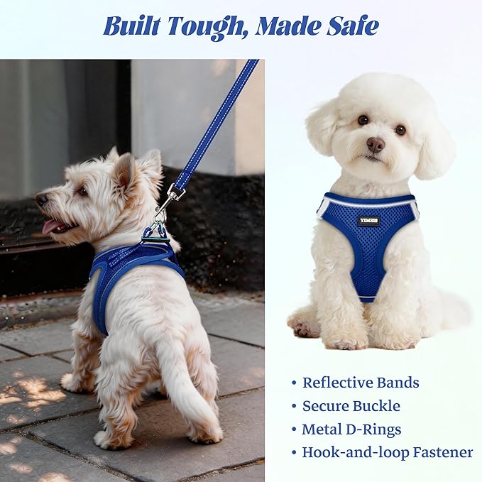 YIMEIS Dog Harness and Leash Set, No Pull Soft Mesh Pet Harness, Reflective Adjustable Puppy Vest for Small Medium Large Dogs, Cats (Royal Blue, X-Small (Pack of 1)