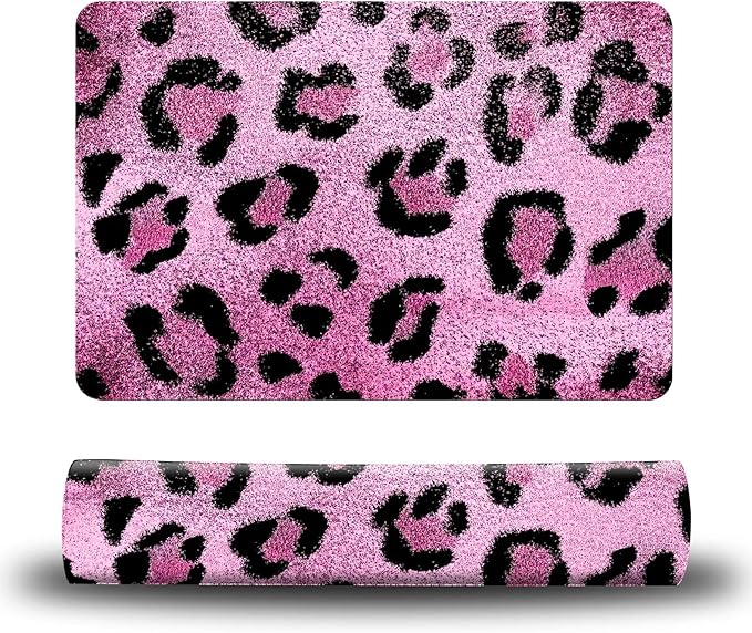 Dog Food Mat, 19.6" x 23.6" Absorbent Pet Feeding Mat for Food and Water, Waterproof Diatom Mud Pet Placemat with Non-Slip Rubber Backing, Cat Bowl Mat for Floors - Pink Leopard Print