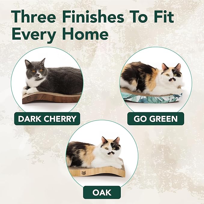 Reversible Wave Cat Scratcher for Indoor Cats - Cat Scratching Board, Horizontal Cat Scratch Pad Lounger with Reversible Usability and Extra Comfort for Lounge(2Pack, Go Green)