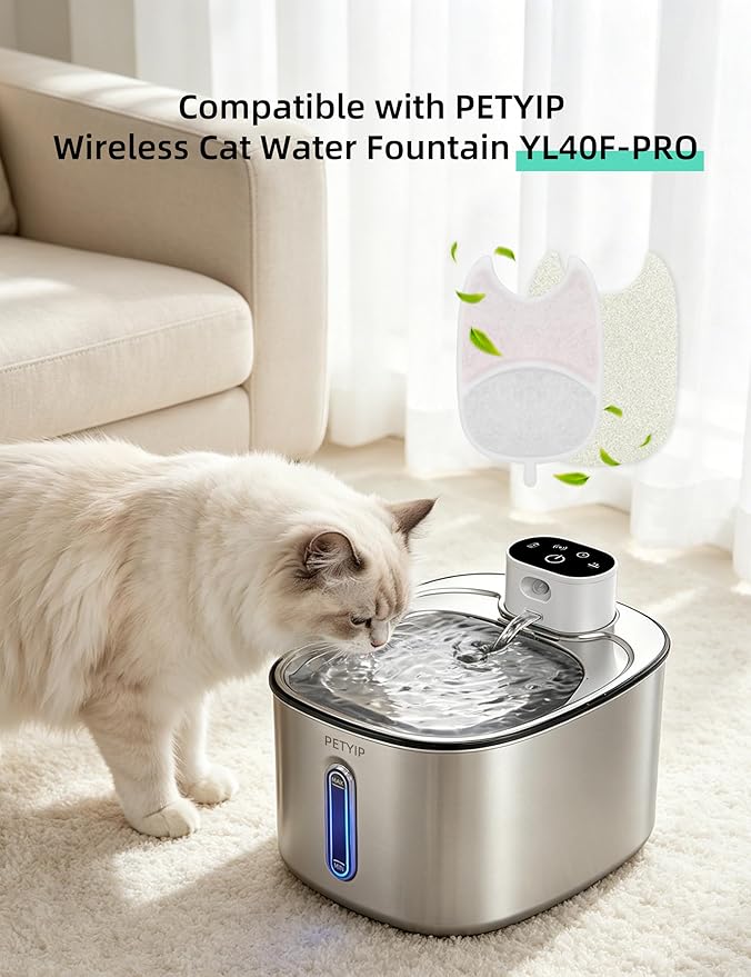 5 Pack Replacement Filters for YL40F PRO Cat Water Fountain, 6-Layer Filtration, Compatible with YL40F PRO 4L Wireless Pet Water Fountain (5 Set Filters)