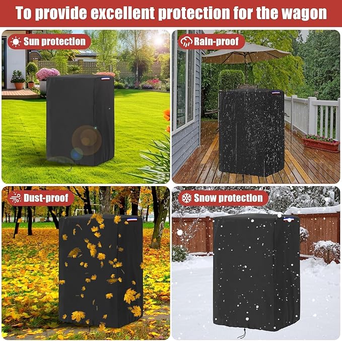 Wagon Cover, Waterproof 420D Covers for Foldable Wagon Stroller(Cover Only) - 15" L x 27" W x 37" H