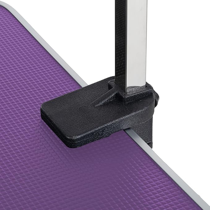 Professional Dog Pet Grooming Table Adjustable Heavy Duty Portable w/Arm & Noose & Mesh Tray (Purple, 46")