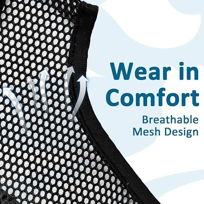 LUCKYPAW Dog Muzzle, Mesh Muzzle for Large Medium Small Dogs, Soft Mouth Guard to Prevent Biting Chewing with Adjustable Head Strap, Perfect for Vet Visit(Black, XL)