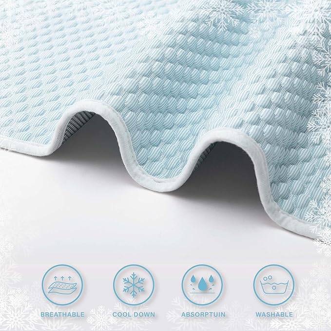 MICROCOSMOS Pet Cooling Mat & Sleeping Pad- Breathable Bubble Surface, EZ Clean. Keep Cooling for Pets, Kids and Adults in Summer.(BlueWhite, 36" x 24")