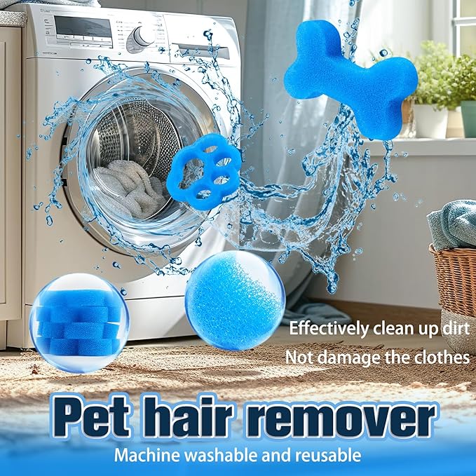 LemonRoad 12 Pcs Pet Hair Remover for Laundry Reusable Laundry Pet Hair Catcher Dog Cat Lint and Fur Remover Washing Machine and Dryer Fur Catcher for Clothes Bedding, Safe and Durable for All Fabrics