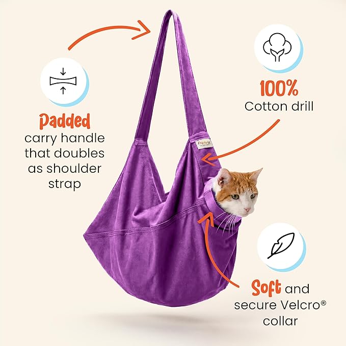 Cat-in-the-Bag Cozy Comfort Carrier - Small Lavender Pet Carrier and Cat Carrier Soft for Grooming, Vet Visits, Medication Administration, Dental Care, and Nail Trimming