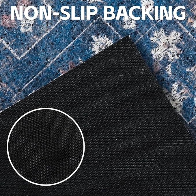 Cat Litter Mat Litter Trapping Mat, 40"x30" Waterproof Urine Proof Litter Box Mat Catcher Mat Non-Slip Washable for Kitty Kitten, Navy