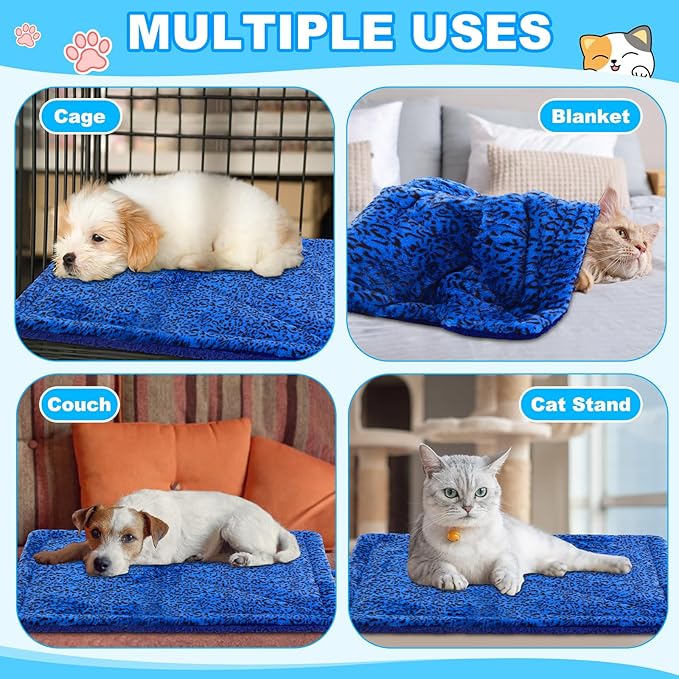Riakrum 4 Pack Self Warming Cat Bed Mats Leopard Print Cat Dog Thermal Blanket Double Sided Self Heating Pet Pad with Storage Bags for Pet Winter Outdoor Indoor Supplies, Non Electric(XL)
