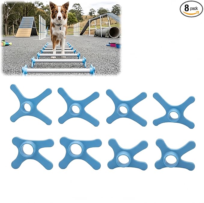 Training Stands for Canine Fitness and Agility Compatible with Cavaletti, Adjustable Height Pole Support for Dog Conditioning, Fits 20 mm and 25 mm Tubes 8Pcs