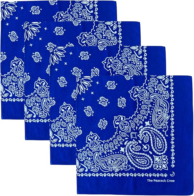 The Peacock Crew Premium Soft Cotton Bandanas Pack for Men and Women Paisley 22 x 22 inches