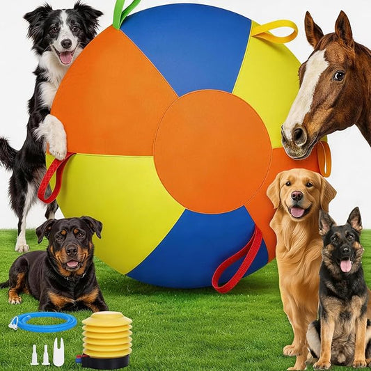 Herding Ball for Dogs,22 Inch Calming Jumbo Ball for Dogs,Training Balls with Heavy-Duty Handle Cover and Pump,Interactive Dog Toy Herding Ball for Australian Shepherd, Border Collie, Large Breed