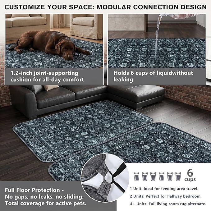 Washable Pee Pads for Dogs and Cats, 2 Pack Absorbent Thick Reusable Training Dog Pet Puppy Pads, Waterproof & Non-Slip Whelping Pads for Potty Training, Whelping, Playpen, Crate, Prevents Leakage
