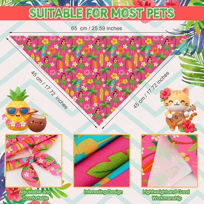 Weewooday 50 Pcs Dog Bandanas Bulk Dog Bandanas for Dogs Soft Bibs Adjustable Triangle Bandana for Small Medium Large Costume(Summer,25.6 x 17.7 x 17.7 Inch)