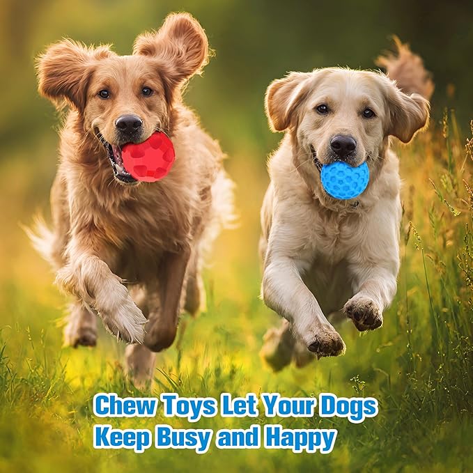 2-in-1Indestructible Dog Toy Balls for Aggressive Chewers, Interactive 3.15”Squeaky Dog Balls and 3.54”Treat Dispensing Ball to Keep Them Busy, Chew Toys for Large Dogs, Enrichment Toy