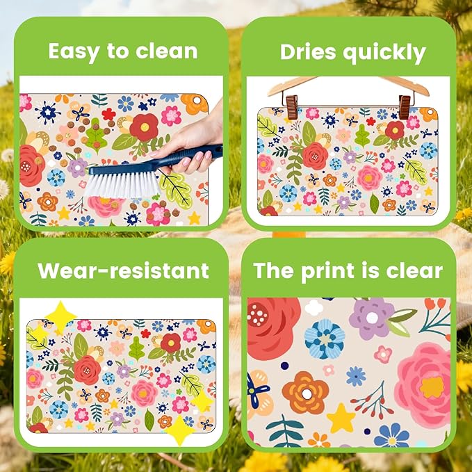 Flower Pet Mat for Dog and Cat 20" x 12" Floral Pattern Cat Feeding Mats Cute Rectangle Diatomaceous Earth Absorbent Quick Dry Dog Pet Feeding Placemat for Food and Water Bowls Supplies