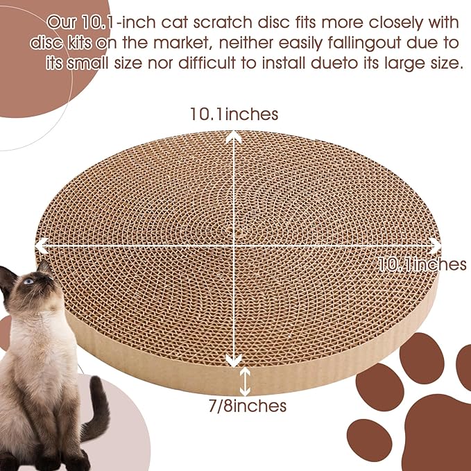 Round Cat Scratcher Refill 10 inch Diameter 7/8 Inch Thickness Circle Cardboard Cat Scratcher Replacement Pads Cat Scratching Boardcat Scratcher Pad for Indoor，1 PCS