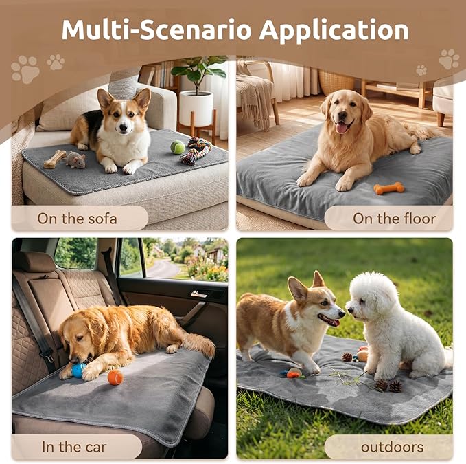 MontVoo Washable Dog Bed Cover, Absorbent Quick Dry Pet Bed Sheet, Easy Hair Removal Couch Covers for Dogs/Cats, 14x20 Inches, Waterproof PU Backing Dog Bed Mat for Car Seat, Cover Only, Light Grey