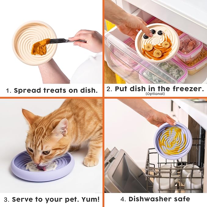 Awoo Lick Dish - Silicone Lick Mat + Slow Feeder for Cats & Small Dogs - Non-Slip Design with Suction Cups - Dishwasher Safe, Extends Mealtime, Reduces Anxiety (Sage)