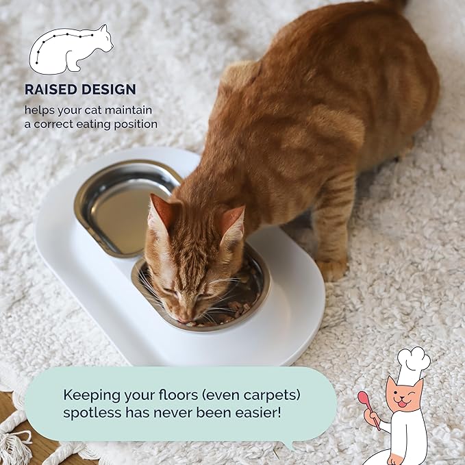 Hepper 360 Cat Feeder, Stainless Steel, Anti-Chew Material, Dishwasher Safe, 2-Pack