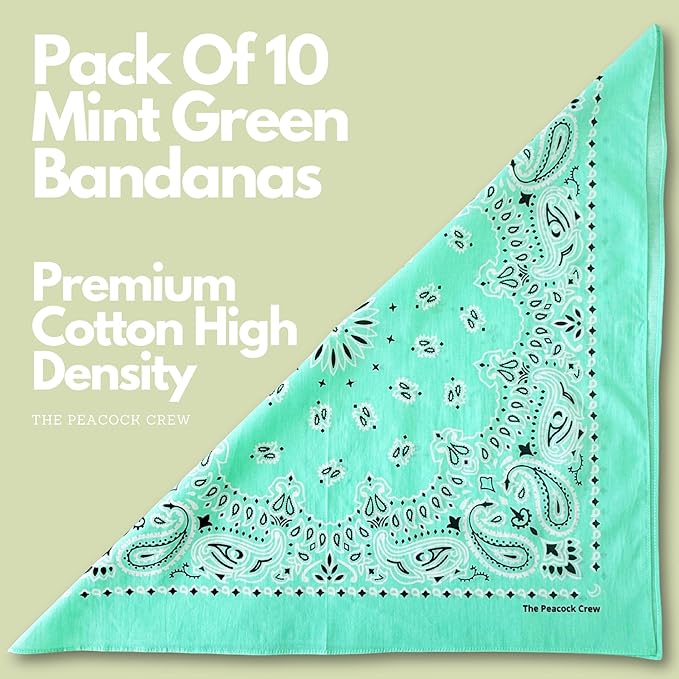 The Peacock Crew Premium Soft Cotton Bandanas Pack for Men and Women Paisley 22 x 22 inches