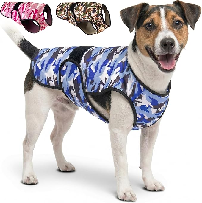 Dog Cooling Vest - 2-Layer Cooling with Soft Microfiber Fabric - Lightweight, Adjustable and Comfortable - UV Protection for Small to Large Dogs - Relief in Hot Weather (Blue, Small)