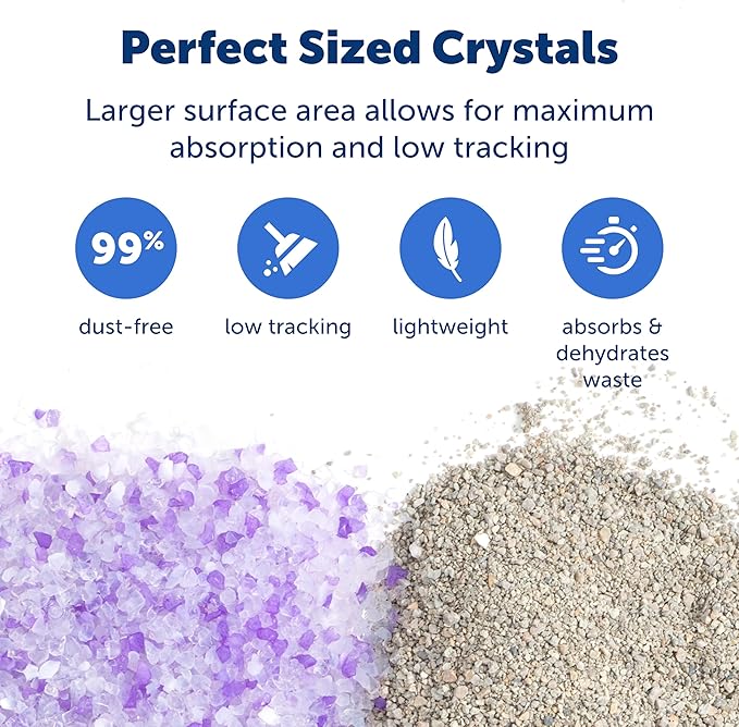 PetSafe ScoopFree Premium Crystal Cat Litter - Outperforms Clay Litter - Less Tracking, Dust for A Fresh Home - Non-Clumping - Two 4.3 lb Bags of Litter (8.6 lb Total) - Lavender